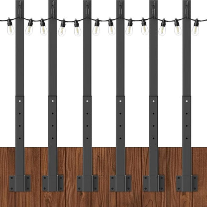 6 Pack String Light Poles,2.8Ft Metal Poles for Outdoor String Lights,Outdoor Light Poles with Post,Poles/Stand for Outside,Patio,Deck,Backyard,Garden Wedding,Party