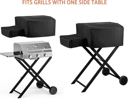 Grill Cover for Onlyfire Grills with Cart and Side Table GS308 GS310 GS342 GS343, Waterproof Grill Cover, Rip-Proof and Anti-UV Barbecue Gas Stove Cover, Black CV701