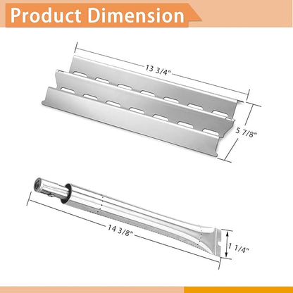 Grill Replacement Parts for Broil King Signet 320, 9468-54, 9865-54, 9468-54, 9468-84, Signet 20, Signet 70, Signet 90, 3 Pack Heat Plates and Burner Tube, 2 Pack Grill Grates, Stainless Steel