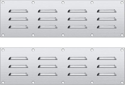 4 Pack Stainless Steel Venting Panel for BBQ Grill Accessory, 15x4.5 Inch (12-Slots), 304 Grade Metal Vent Cover for Masonry Fire Pits & Outdoor Kitchens, Weather Resistant, 15" by 4-1/2"