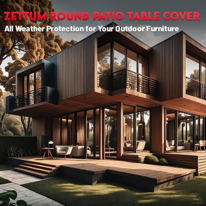 Zettum Round Patio Table Cover 80 Inch - 600D Outdoor Furniture Cover Round Waterproof & Heavy Duty, Large Lawn Furniture Set Covers for Outside Dining Table and Chairs Seating - 80 x 80 x 28 Inch