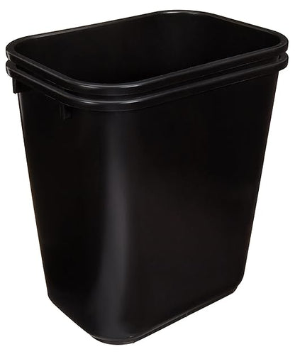 Amazon Basics Trash Can, Rectangular Commercial Office Wastebasket, 7 Gallon (Pack of 2), Black