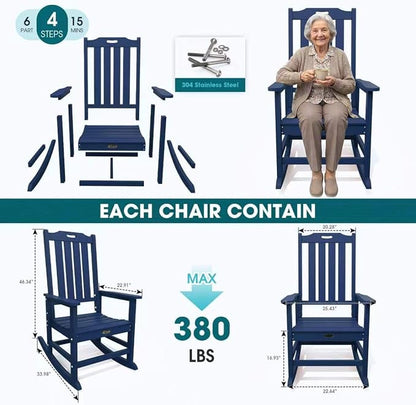 THOEOE Outdoor Rocking Chairs, Oversized Patio Rocking Chair | HDPE Outdoor - Image 7