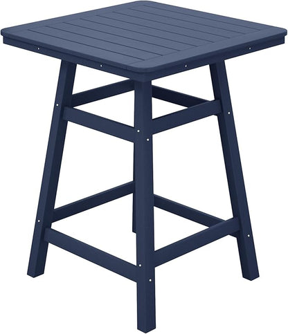 Costaelm Outdoor Bar Table, 37" Counter Height Square Patio Cocktail Bar Table with Umbrella Hole, Patio Bistro Dining Pub Table for Front Porch Deck Backyard Garden, Navy Blue