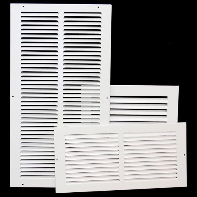 16" X 10" Adjustable AIR Supply Diffuser - HVAC Vent Cover Sidewall or Ceiling - Grille Register - High Airflow - White [Outer Dimensions: 17.75"w X 11.75"h]
