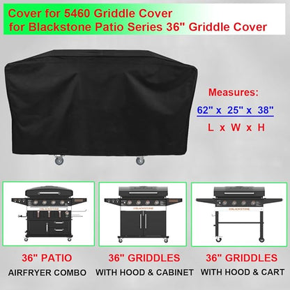 Cover for Blackstone Patio Series 36" Griddle，600D Heavy Duty Waterproof Flat Top Grill Cover for Blackstone 5460 Patio Series 36 Inch Griddle