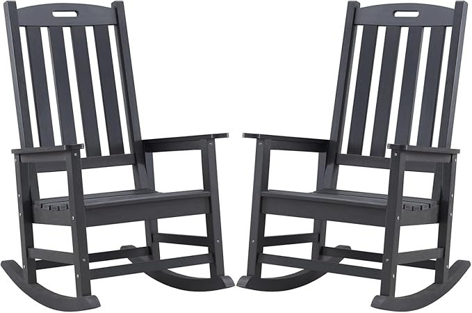 Outdoor Rocking Chairs Set of 2, Oversized Porch Rocker | Weather Resistant by PsilvamGardenFurniture