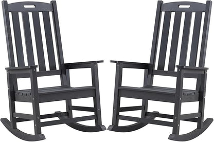 Outdoor Rocking Chairs Set of 2, Oversized Porch Rocker | Weather Resistant by PsilvamGardenFurniture