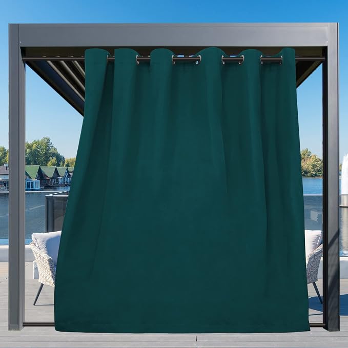 Easy-Going Outdoor Curtains for Patio 1 Panel, 110x96 inch, Teal | Waterproof - Image 3