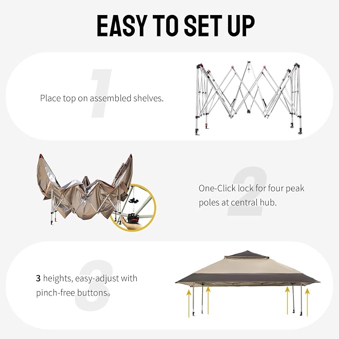CROWN SHADES 11x11 Pop Up Gazebo, Outdoor Canopy Tent, One Push Instant Gazebo - Image 5