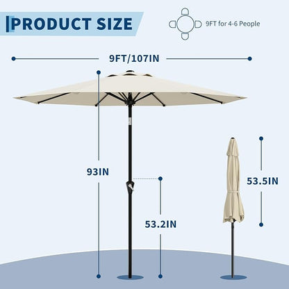 GarveeLife 9FT Patio Umbrella Outdoor, Market Umbrella, Table Umbrella - Image 2