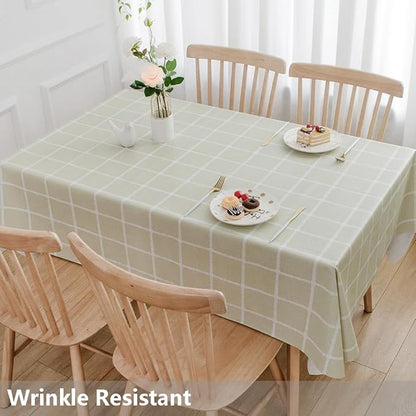 TruDelve Vinyl Tablecloths for Rectangle Tables Sage Green Oilcloth Tablecloth Plastic Outdoor Table Cover Waterproof Tablecloths Rectangular (54'' x 84'', Plaid-3)