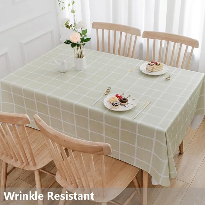 TruDelve Vinyl Table Cloth Sage Green Plastic Table Cover Rectangle Tablecloth Waterproof Outdoor Tablecloths Picnic Tables Cover (54'' x 78'', Plaid-3)