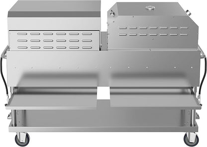 72 in. Commercial Outdoor Propane Gas Grill with 36 in. Roll Dome Cover and 36 in. Pizza Oven in Stainless-Steel, ETL Listed (CGKIT7-D36P36)