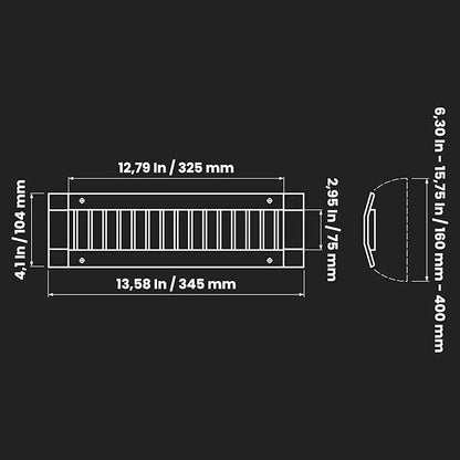 Repa Market 13" x 3" Inch Air Exhaust Grille for Round Ducts - Adjustable Louvre Blade Air Register - Galvanized Air Supply Vent Cover - Side Fit Round Surface Canal Ducting from 6.30" to 15.74"