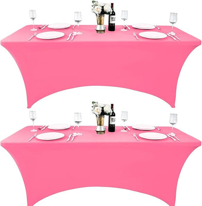 2-Pack 4ft Spandex Table Covers for Rectangular Folding Tables - Wrinkle Resistant Stretch Tight Table Cloths - Ultimate Fitted Table Protector for Parties, Banquet, and Wedding