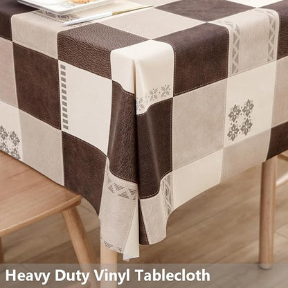TruDelve Heavy Duty Vinyl Table Cloth Plastic Table Cloth Waterproof Wipeable PVC Plastic Tablecloths for Rectangle Tables (54'' x 84'', Lattice-2)
