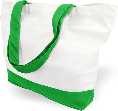 TOPDesign 3-Pack Super Strong Large 12oz Cotton Canvas Tote Bags, Reusable Grocery Shopping Cloth Bags, Fashionable Two-Tone Totes for Crafts, DIY Your Creative Designs