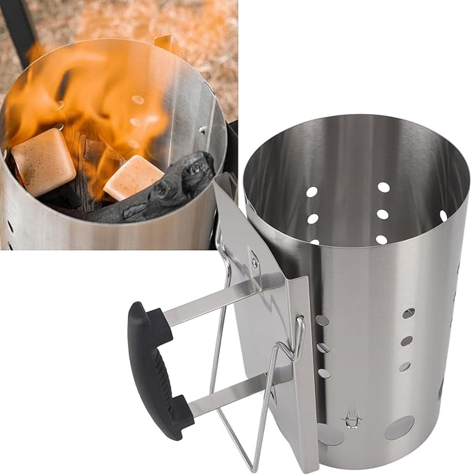 Efficient Charcoal Starter, Stainless Steel Portable Chimney Starter for Barbecue, Camping, Picnic with Lightweight Design