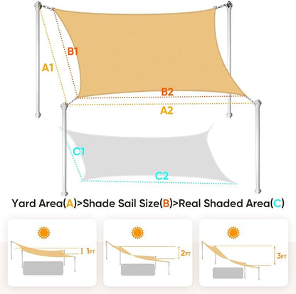 Quictent Sun Shade Sail for Patio w/Hardware Kit 185GSM 24x24ft Sand | Square - Image 2