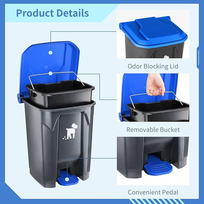 Outdoor Pet Waste Container - 20L with Removable Inner Bin, 150 Waste Bags for Small/Large Dog Families