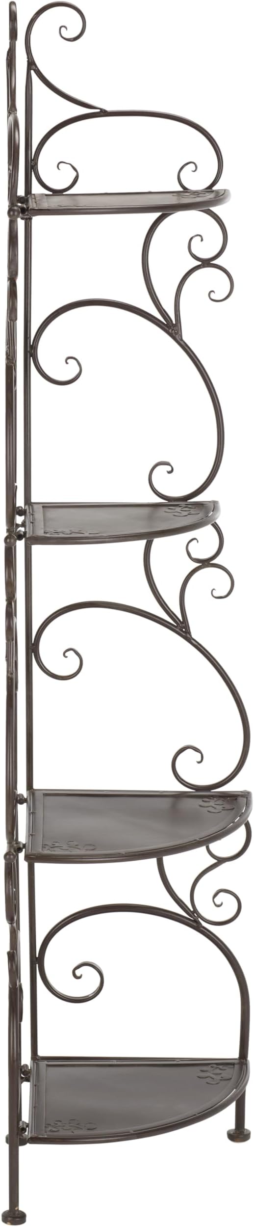 SAFAVIEH Outdoor Collection Turuca Rustic Brown Wrought Iron 4-Tier Corner Shelf - Image 8