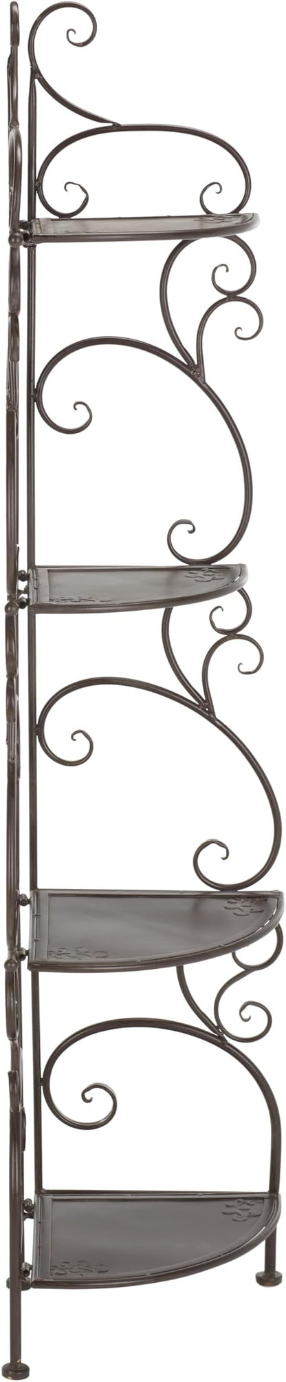 SAFAVIEH Outdoor Collection Turuca Rustic Brown Wrought Iron 4-Tier Corner Shelf - Image 8