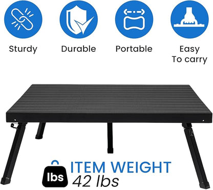 4'x4' 1 Stage Platform - Portable, Folding Lightweight Aluminum Performance Deck with Adjustable Height 17"-28" - US Patented Design