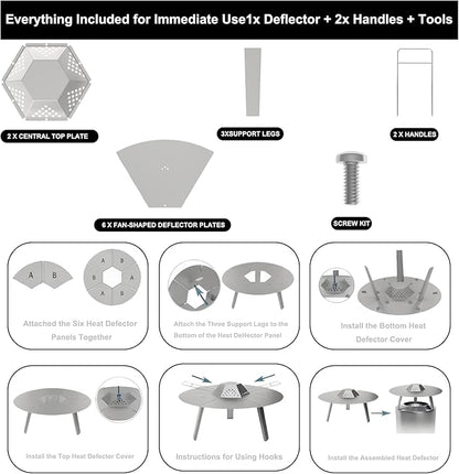 Heat Deflector for Solo Stove Yukon 27", 304 Stainless Steel Heat Diffuser with Handle & Legs,Heat Radiation for Wider Warmth Area, Compatible with Yukon 27" Outdoor Fire Pits, for Camping,Backyard