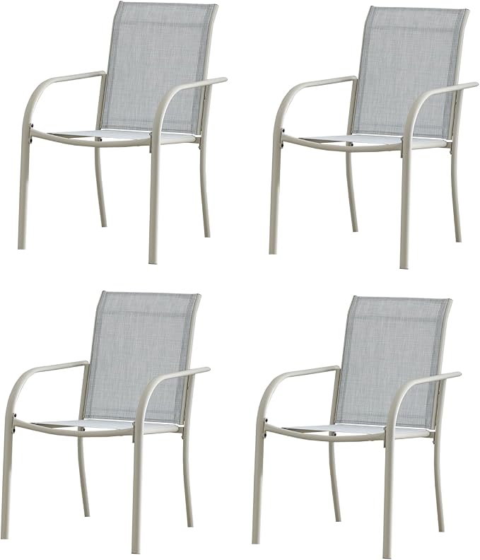 Outdoor Dining Chairs Set of 4, Stackable Patio Chairs - Image 7