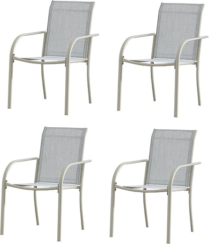 Stackable Patio Chairs Set of 4, Outdoor Dining Chairs by Puntogen