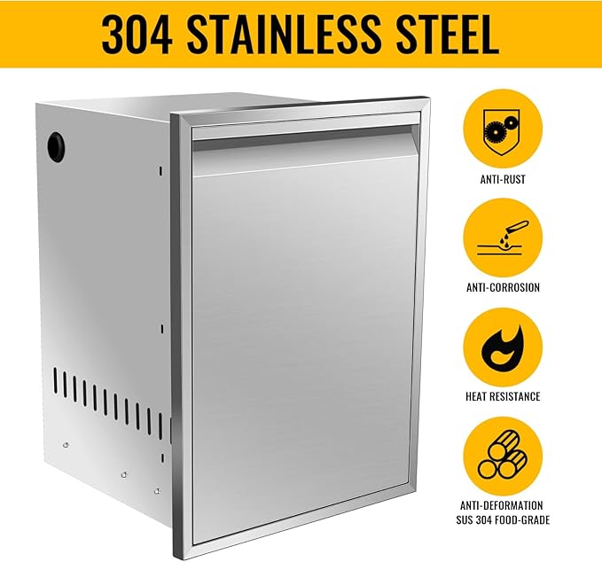 Pull Out Trash Drawer, Lower Sliding Rails Stainless Steel Roll Out Trash Bin Pull Out Tray With Handle For Outdoor Kitchen BBQ Island Grill Station,Trash Drawer