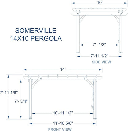 Backyard Discovery Somerville 14' x 10' Cedar Wood Pergola Kit with Trellis Roof, All-Season Durability, High-Wind Rating, PowerPort, Shade for Outdoor Patio, Deck, Garden, and Entertaining