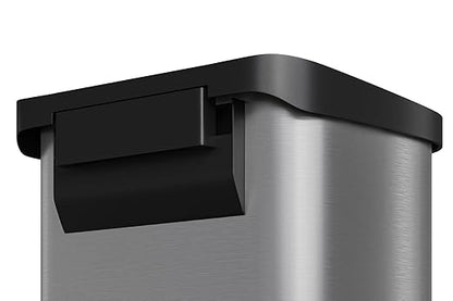 Garvee 16 gal / 60 L Stainless Steel Trash Can with Lid, Large Garbage Can for Kitchen, Rustproof Step-on Kitchen Metal Trash Bin with Liner Rim, Rear Handle, Soft Close Plastic Lid, Silver