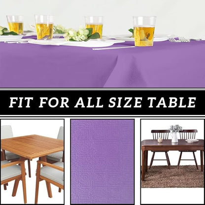 PARTY BARGAINS 5 Disposable Table Covers - 54" X 108" Purple Table Cover, 3 Ply Paper & Plastic Tablecloth