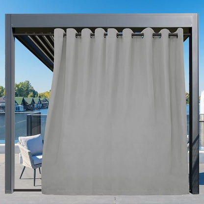 Easy-Going Outdoor Curtains for Patio 1 Panel, 150x96 inch, Light Grey | - Image 3