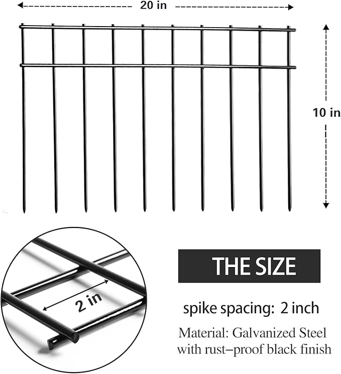 Adavin No Dig Fence Animal Barrier Fence,15 Pack 20 in(L) X10 in(H) Underground Garden Fencing with 2 in Spike Spacing Dog Fences for The Yard Metal Fence Ground Stakes for Outdoor Patio.Total 25 Ft