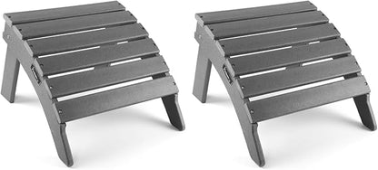 FUNBERRY Folding Adirondack Ottoman Set of 2, HDPE All Weather Outdoor Foot Rest, Easy Storage Patio Footstool, Ottomans and Footstools for Outside