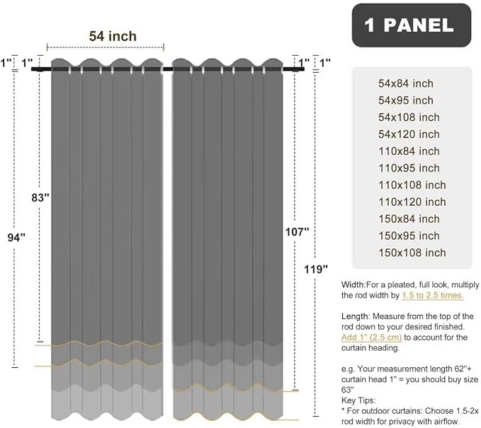 BONZER Extra Wide Waterproof Outdoor Curtains - Image 9