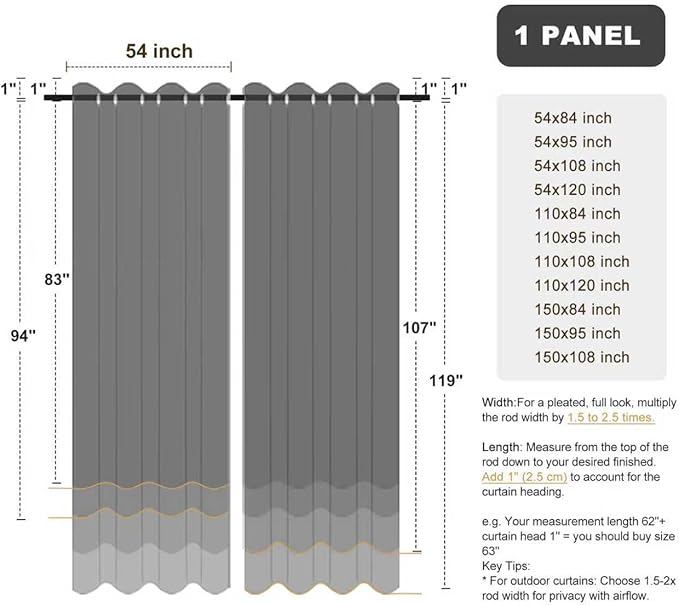 BONZER Outdoor Curtains for Patio Water Resistant Heavy Privacy | Light - Image 9
