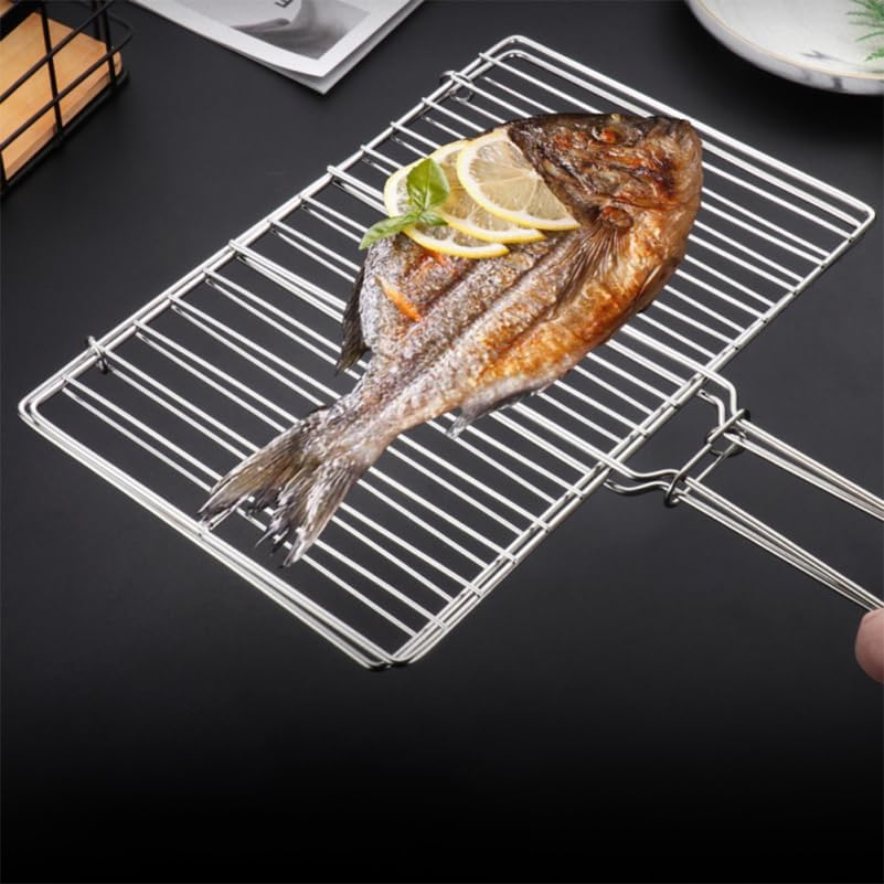 Cabilock Thickened Stainless Steel Fish Grill Basket 15.75X11.81 Inch BBQ by cabilock