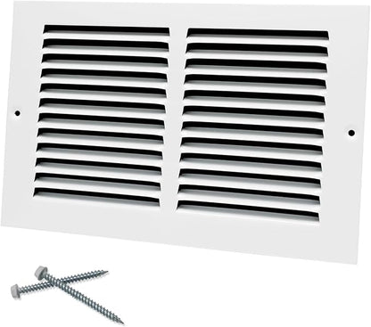 10"W x 6"H [Duct Opening Size] Steel Return Air Grille, Air Return Vent Cover for Ceiling and Sidewall - HVAC Air Vent Covers - [Outer Dimensions: 11.75"W x 7.75"H]