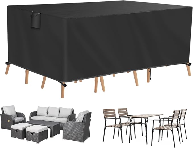 TUOKING Outdoor Furniture Covers Heavy-Duty 420D Waterproof Cover,All-Weather Patio Furniture Protector for Sofa,Chairs & Table-UV-Resistant,Anti-Tear Dustproof Covers (Black, 91"L x 60"W x 28"H)