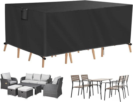 TUOKING Outdoor Furniture Covers Heavy-Duty 420D Waterproof Cover,All-Weather Patio Furniture Protector for Sofa,Chairs & Table-UV-Resistant,Anti-Tear Dustproof Covers (Black, 128"L x 83"W x 28"H)