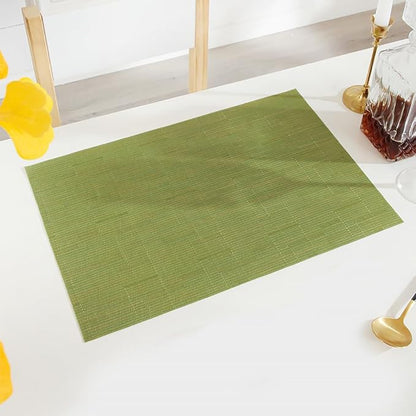 PIGCHCY Placemats Set of 12 Washable Durable Place Mats Vinyl Heat Resistant Non-Slip Table Mats Indoor Outdoor (Sage Green)