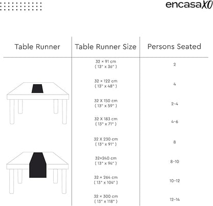Encasa XO Table Runner 13"x118" Long | Cotton Canvas Fabric | Jet Black Solid Color | Machine Washable & Durable