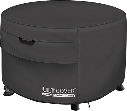 ULTCOVER Patio Fire Pit Table Cover Round 50 inch Outdoor Waterproof Fire Bowl Cover, Black