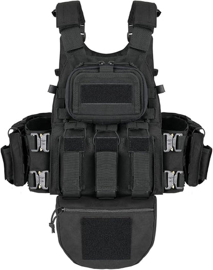 BOMTURN Great Tactical Outdoor Vest for Men Multifunctional Modular Molle Vest with Metal Buckles