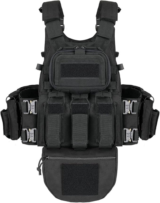 BOMTURN Great Tactical Outdoor Vest for Men Multifunctional Modular Molle Vest with Metal Buckles