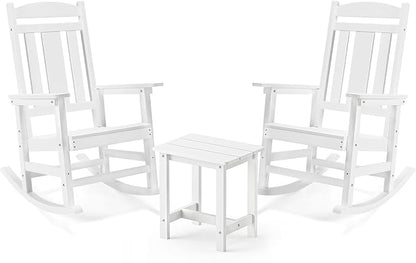 LUE BONA Outdoor Rocking Chairs Set, HDPS Poly Porch Rockers by LUEBONA